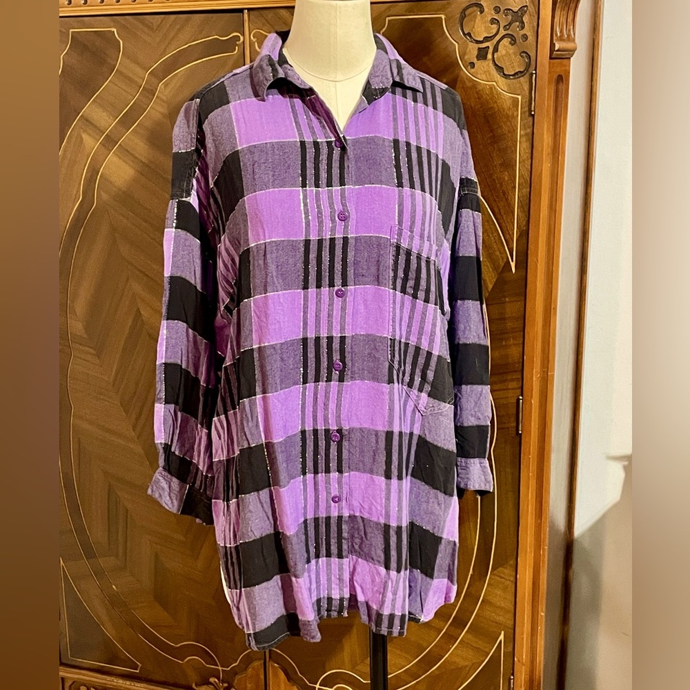 90s Purple Plaid Shirt